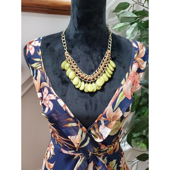 Fashion Nova Women's Blue Floral Polyester V-Neck Sleeveless Ruffle Mini Dress S - Picture 2 of 12